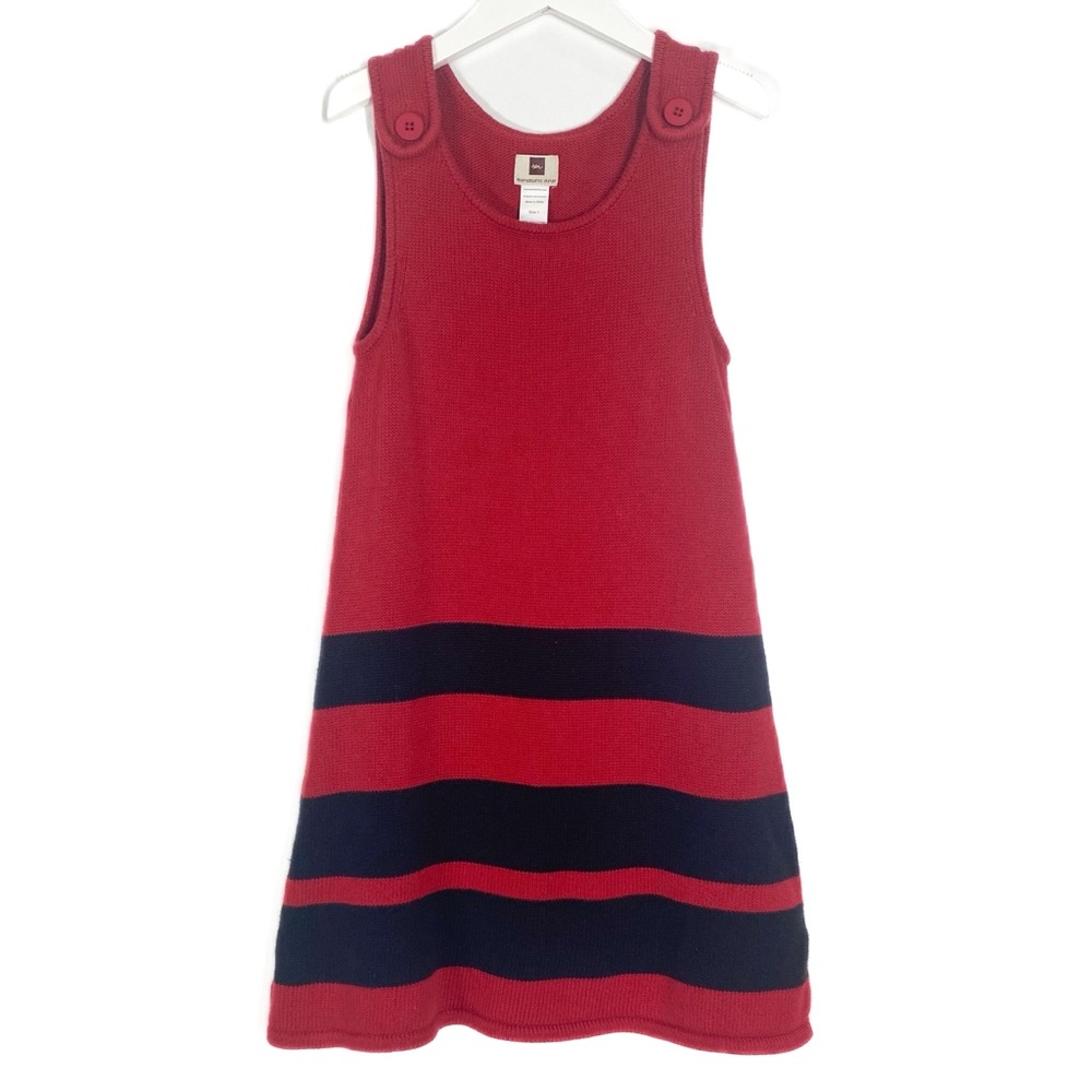 Tea Collection Red/Black Maramures Stripe Knit Jumper Size 7